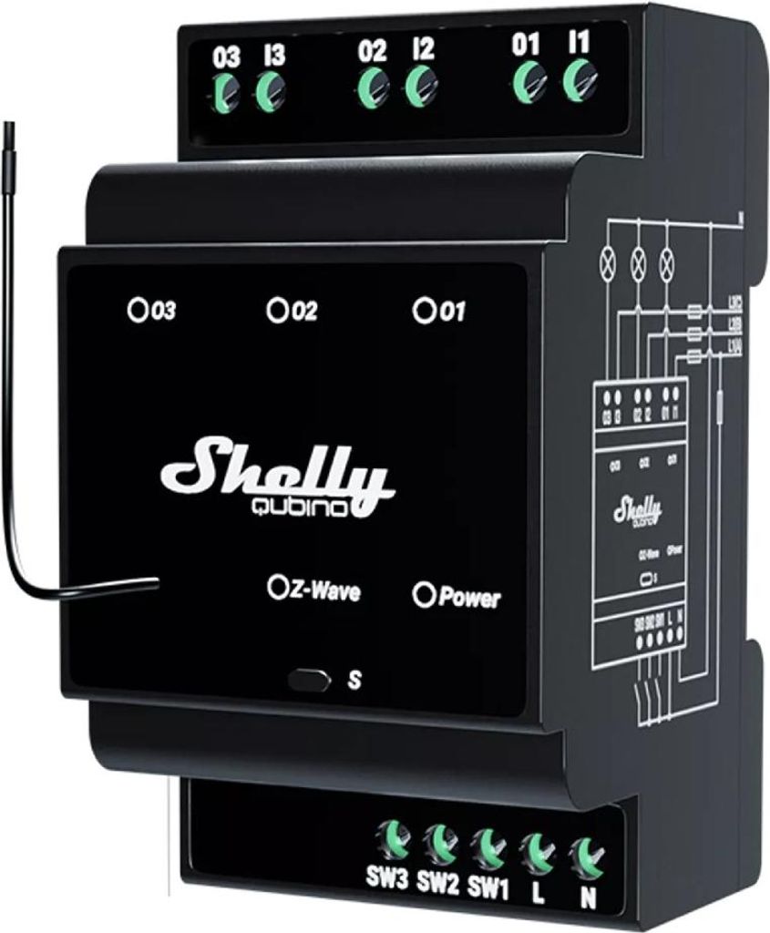 Shelly · Hutschiene·""Wave Pro 3""· Relais· max. 48 A· 3 Phasen· 3x 16A· (Shelly_W_Pro_3)