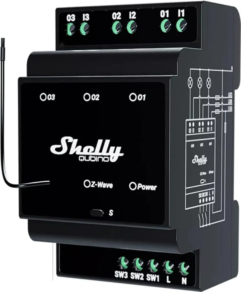 Shelly Wave Pro 3 Relais 3x16A Haute Capacité 48A Z-Wave pour Tableau Pro