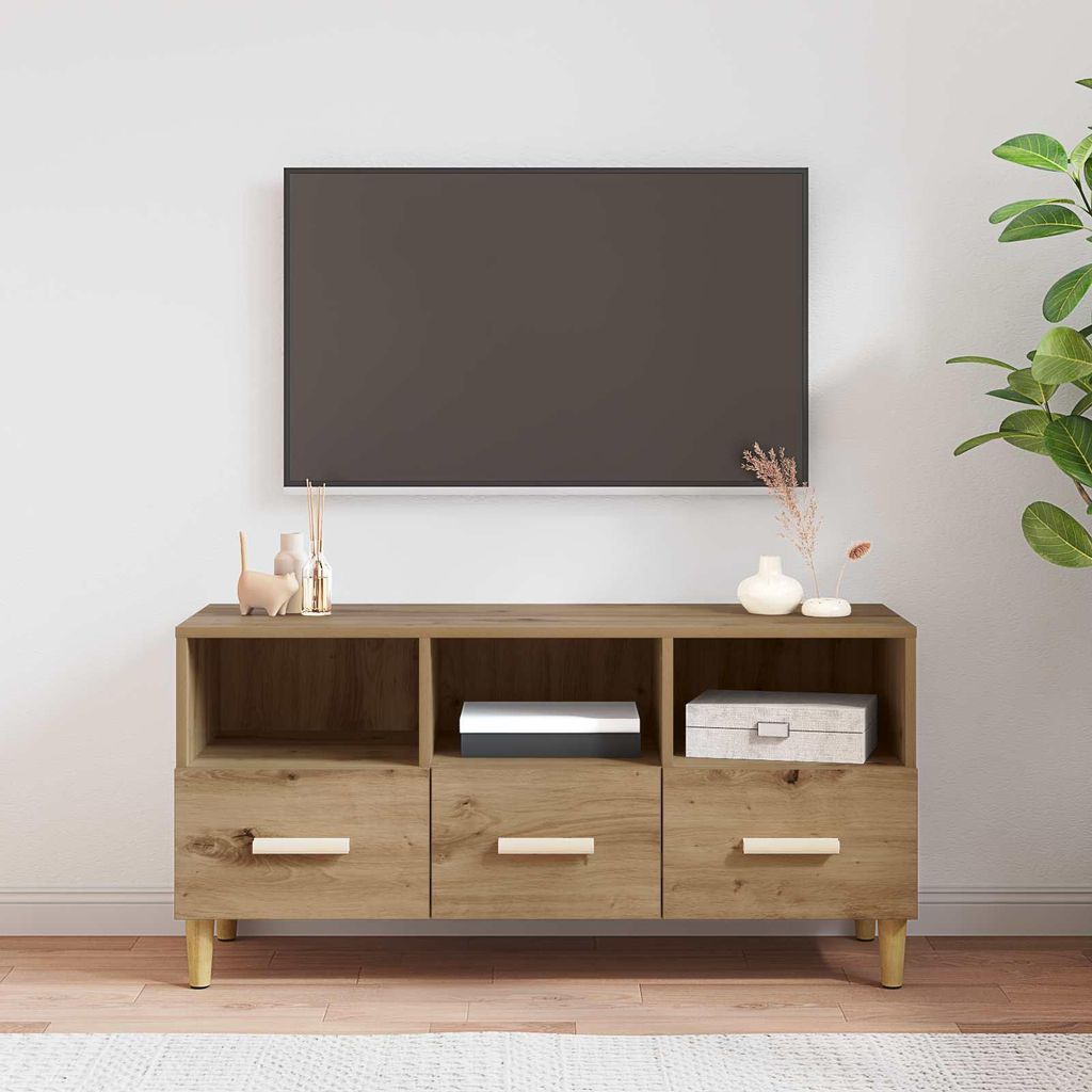 "SPRING SALE"TV-Schränk - Moderner Stil - Fernsehtisch Wohnzimmer - Kunsthandwerk Eiche 102 x 35,5 x 50 cm Holzwerkstoff GermanyMöbel 56561 - TV-...