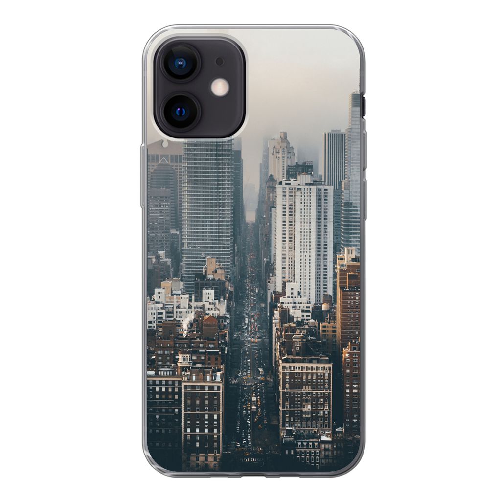 MuchoWow Handyhülle Schutzhülle Hülle für iPhone 12 Skyline von New York Silikon Softcase Handy Hülle - Schutzhülle