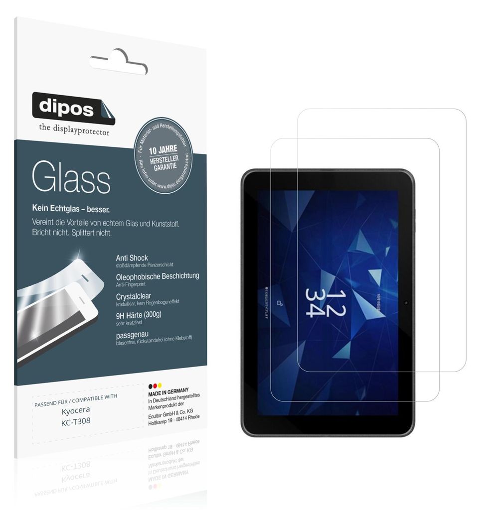 2x Schutzfolie für Kyocera KC-T308 - Anti-Shock 9H Folie dipos Glass Kunststoffglas