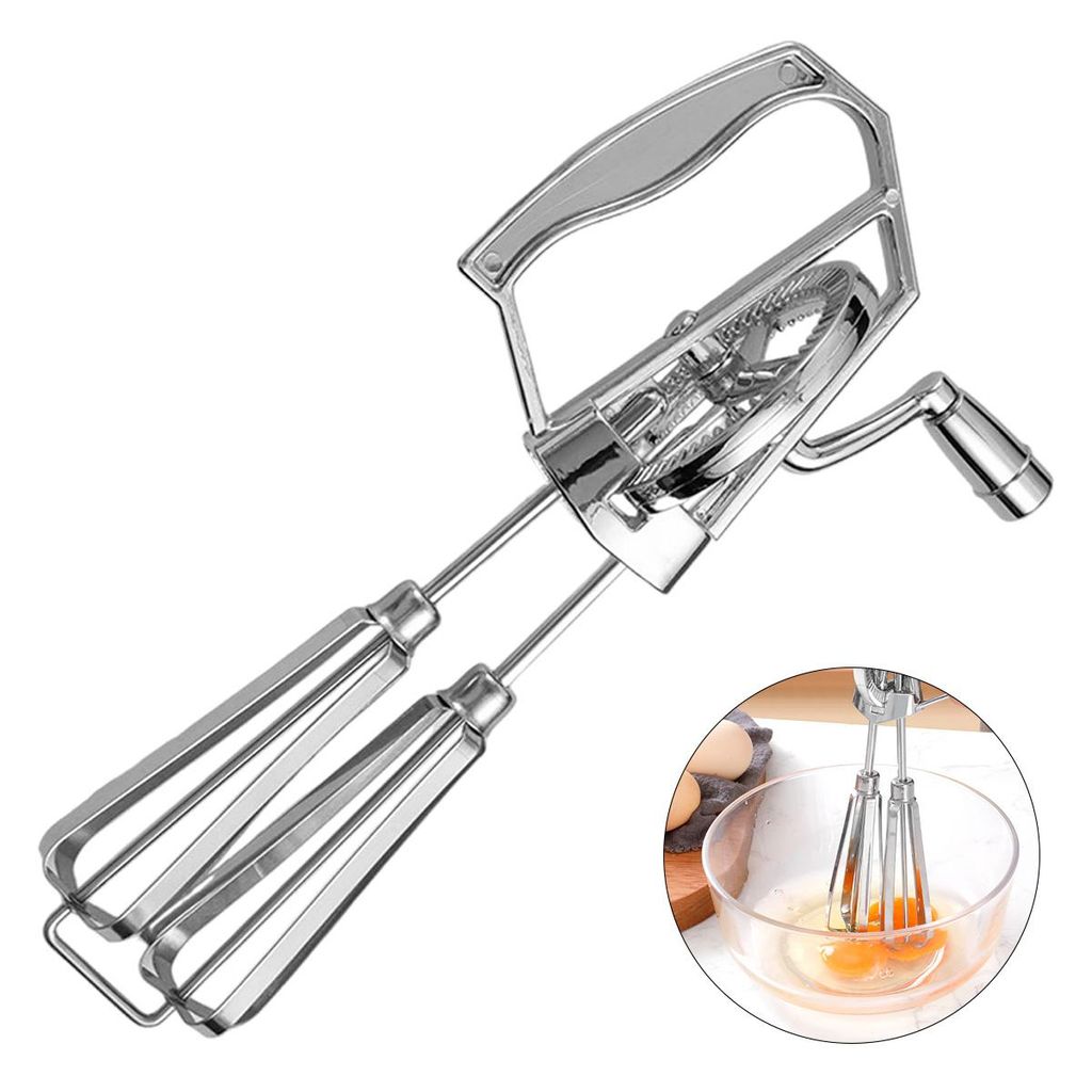 Manueller Handmixer Edelstahl Kurbel Schneebesen Produktbild 