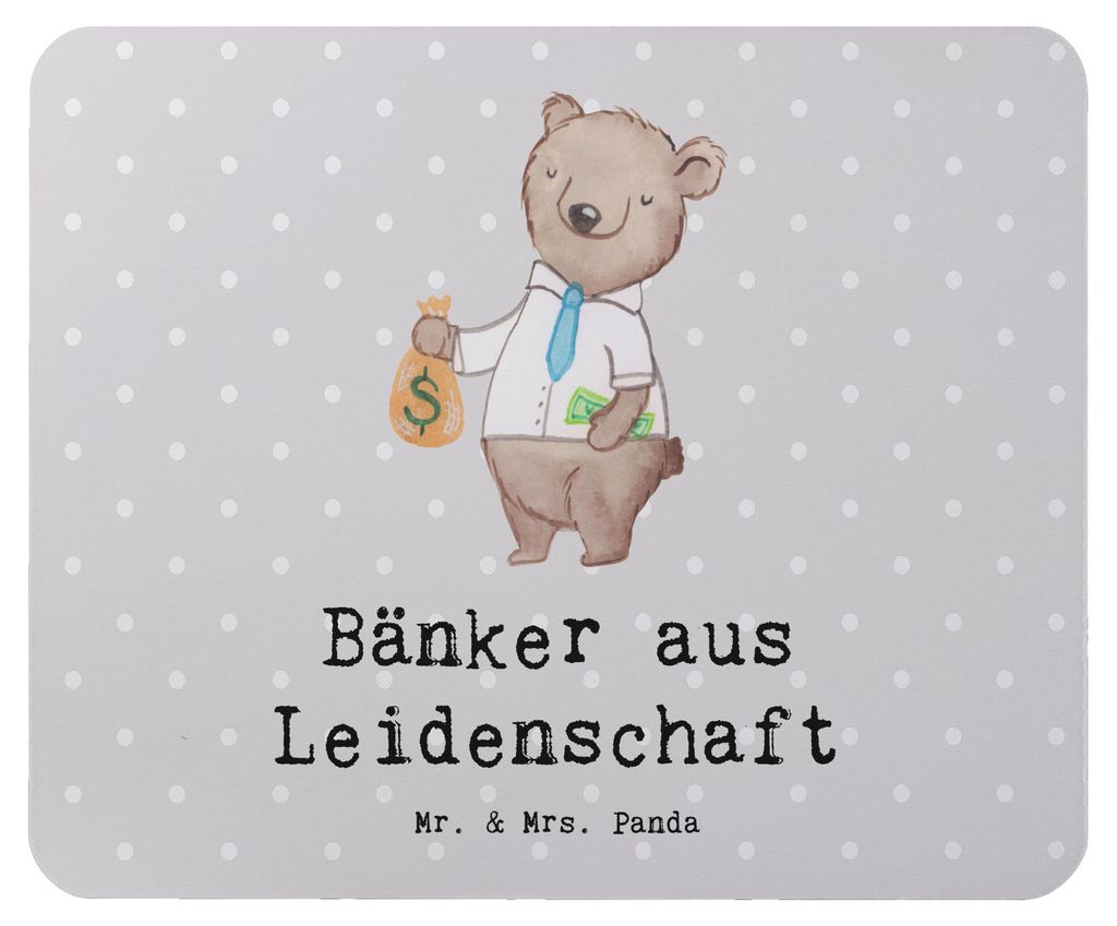 Mr. & Mrs. Panda Mouse Pad Bänker Leidenschaft - Grau Pastell - Geschenk, Mauspad, Beruf, Ausbildung, Lustig, Mousepad, mausteppich, computer, Spr...