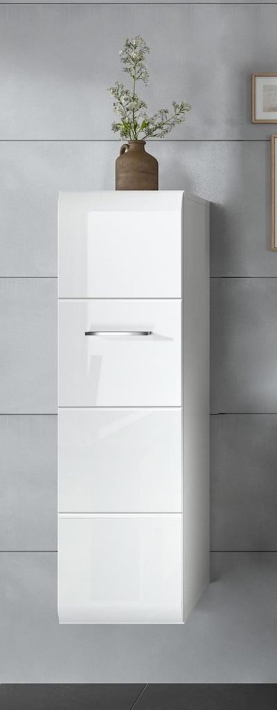 Ice Badschrank 1 Tür Weiß hochglanz, weiß.