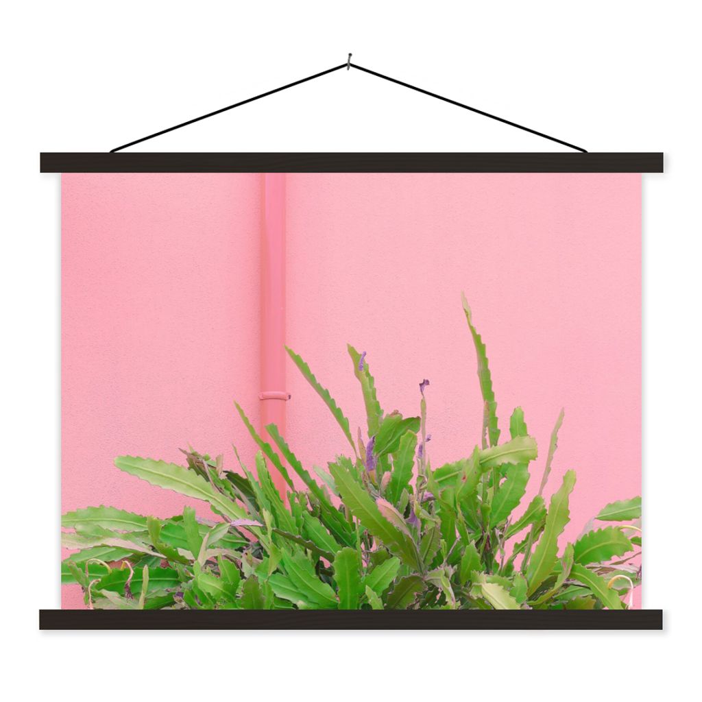 MuchoWow Textilposter Pflanze - Sommer - Rosa 60x45 cm mit schwarzem Rahmen - Poster Schlafzimmer