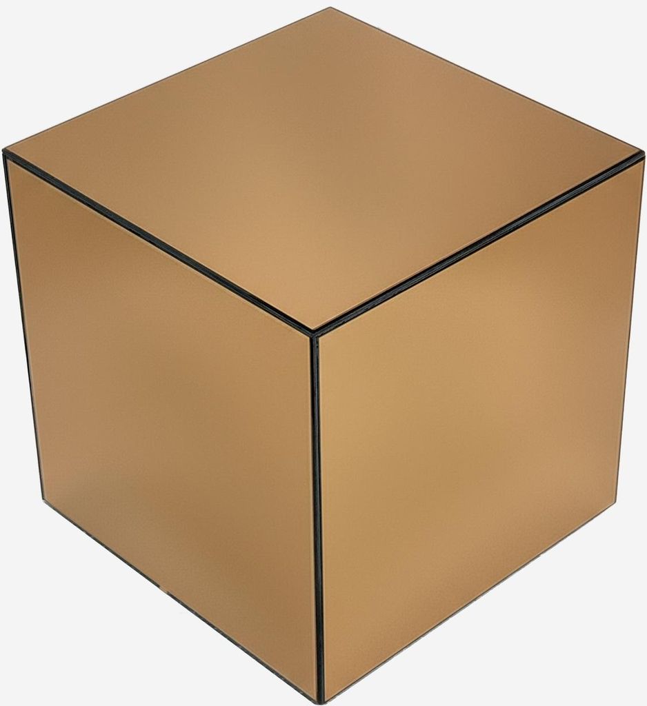sweeek - Kubischer Tisch mit Spiegelglas, Sofaende, Beistelltisch, 40 cm - Bernsteinfarben