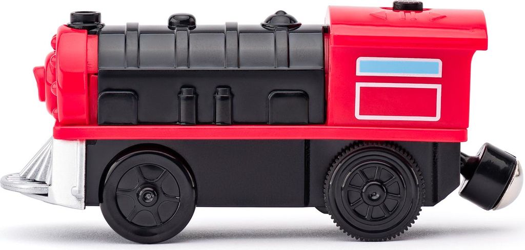 Woody elektrische Spielzeuglokomotive rot - Kunststoff Zug mit Lokführer