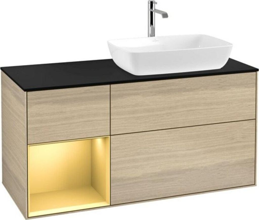 V&B Waschtischunterschrank Wandbeleuchtung Finion 120cm, Pl bla m, Reg gol m Lac, Oa ven