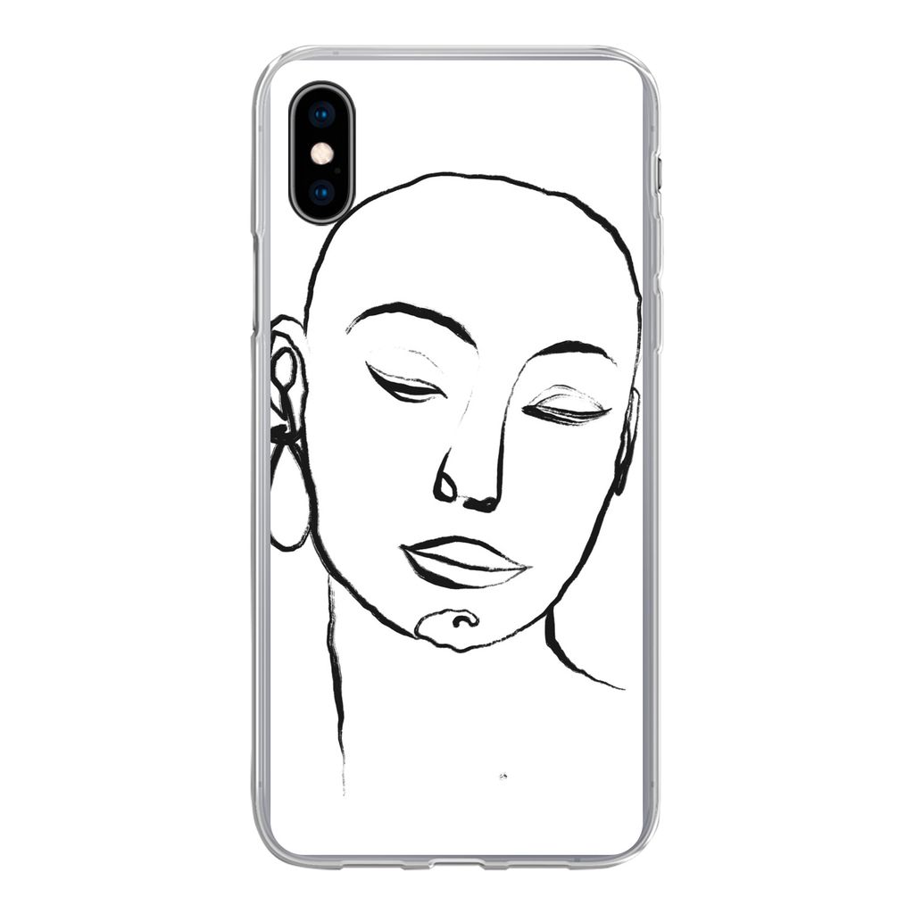 MuchoWow Handyhülle Schutzhülle Hülle für iPhone Xs Frau - Gesicht - Porträt Silikon Softcase Handy Hülle - Handytasche