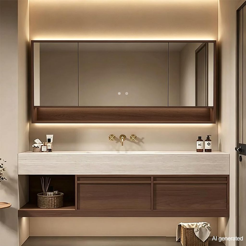 Set di mobili da bagno con lavabo in pietra sinterizzata, Immagine del prodotto 