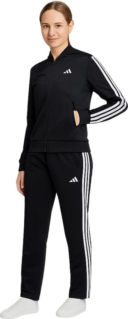 adidas Trainingsanzug für Damen im 3 Streifen Design, Farbe:Schwarz, Größe:XXL