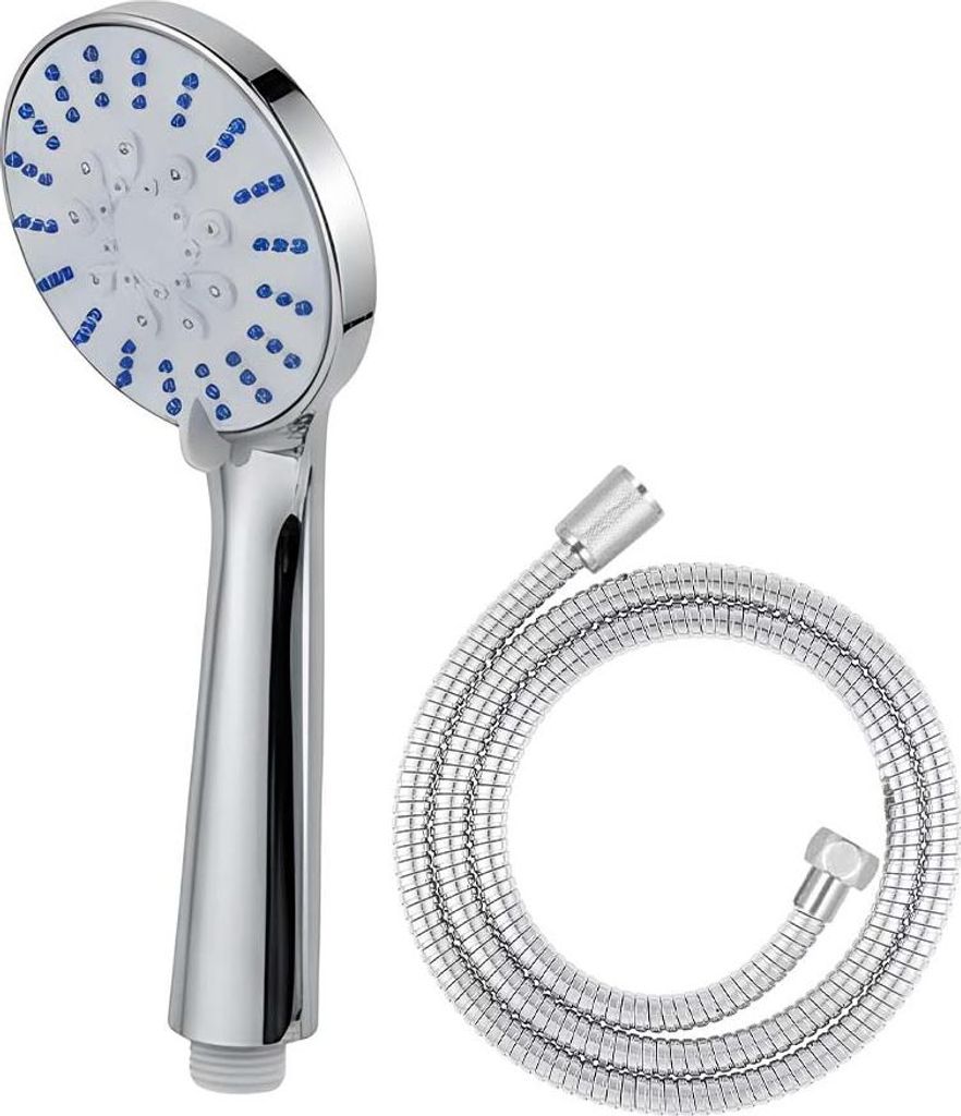 Avizar, Multistrahl-Duschkopf mit Schlauch 1,5 m und Wandhalterung, Weiß