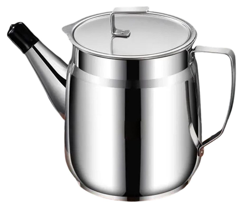 Ölfilterbehälter aus Edelstahl mit feinem Sieb, 1500/2000 ml, hitzebeständig, zum Aufbewahren von Frittierfett und Schmalz, rostfrei, vielseitig...
