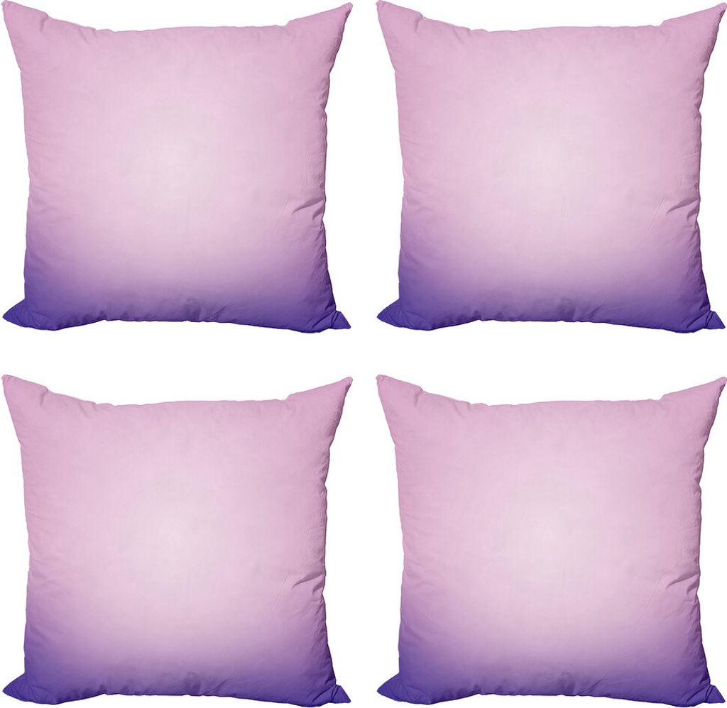 ABAKUHAUS Lavendel Kissenbezug Set (4 Stück), Rosa und Lila Ombre, Moderner Doppelseitiger Digitaldruck, 50 cm x 50 cm, Pale Pink Flieder