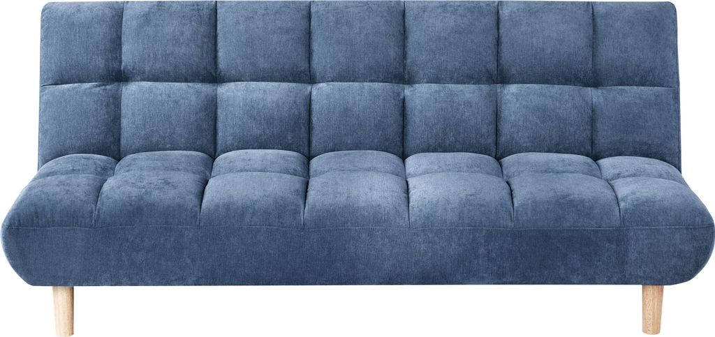 BELIANI 2-Sitzer Sofa Blau Stoff Gepolstert Gesteppt mit Schlaffunktion Verstellbare Rückenlehne ohne Armlehnen Klassisches Design Schlafsofa