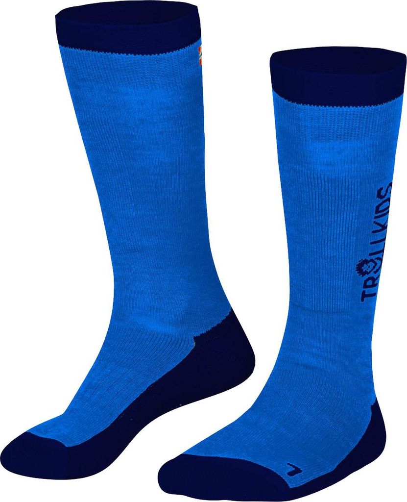 TROLLKIDS 2 Paar Kinder Skisocken mit Merino-Wolle blau 39-42