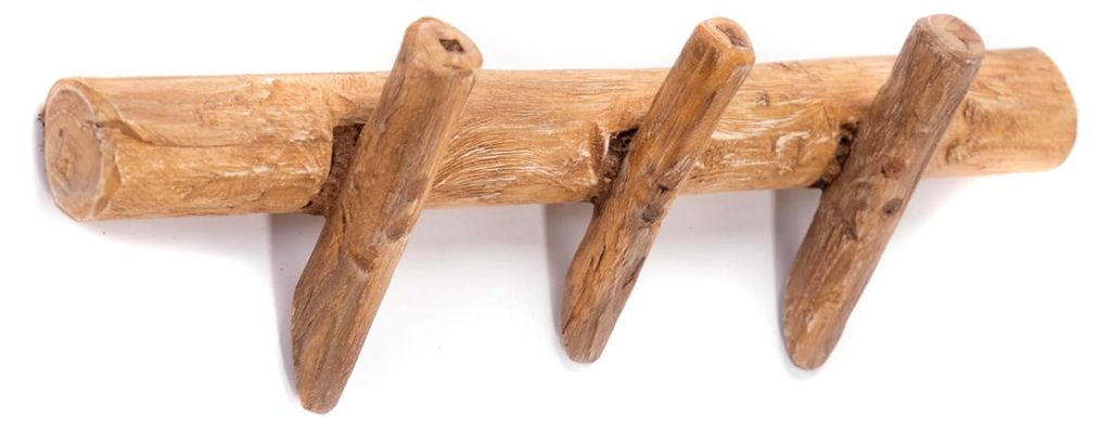 Kyra 35 | Teakholz, 35x12 cm (LxH) | Garderobenhaken, Hakenleiste, Holzpaneel, Flurgarderobe, Wandhaken