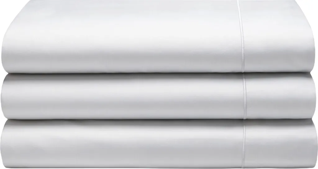 Drap de lit double blanc satin de coton 1000 fils confort hôtelier