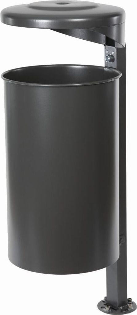 Abfallbehälter mit Pfosten, inkl. Ascher, 55 Liter anthrazitgrau (RAL 7016)
