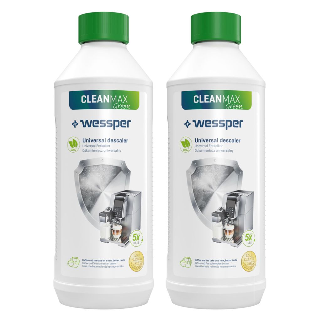 Wessper CleanMax Green Entkalker 2×500 ml – ökologisch, Universal für Kaffeevollautomaten, kompatibel mit De’Longhi, Jura, Siemens u. v. m.