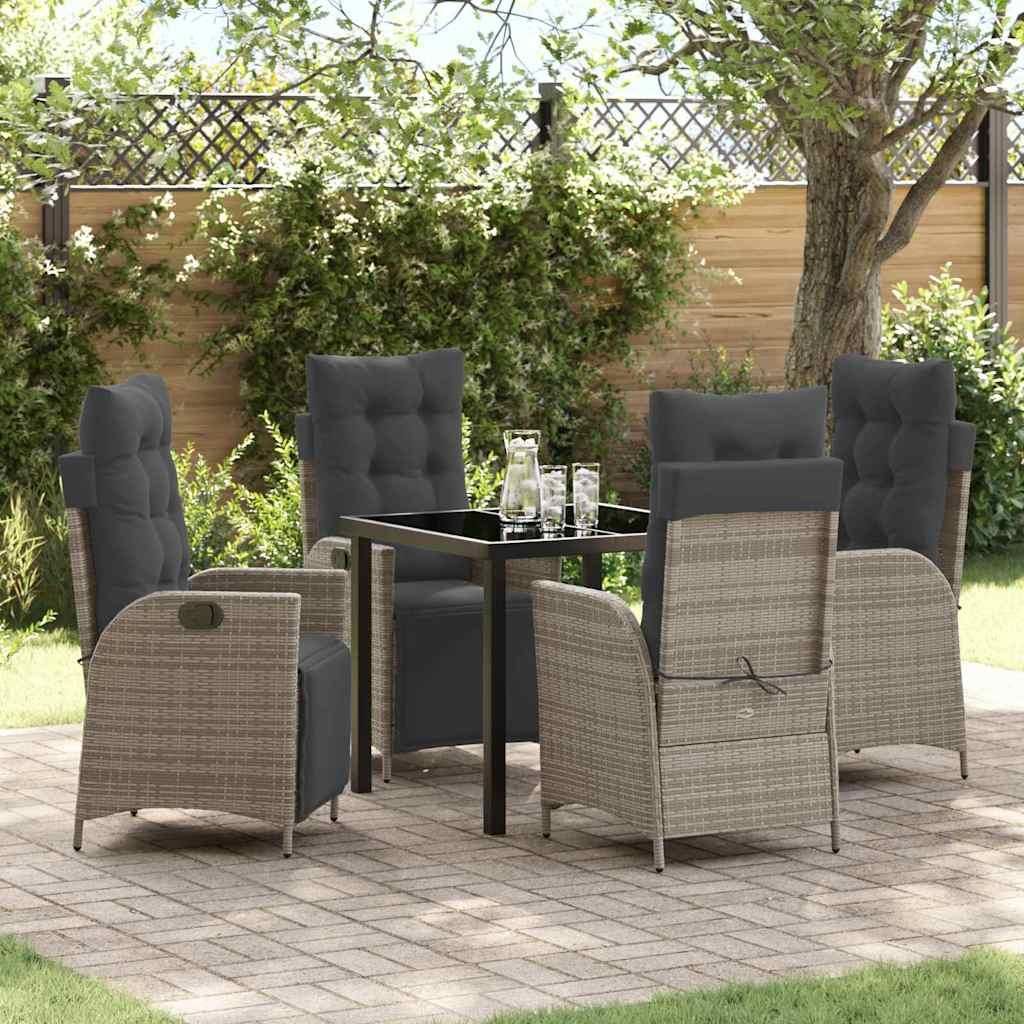 Maison Exclusive - Garten Essgruppe mit Kissen 5 pcs Grau Poly-Rattan