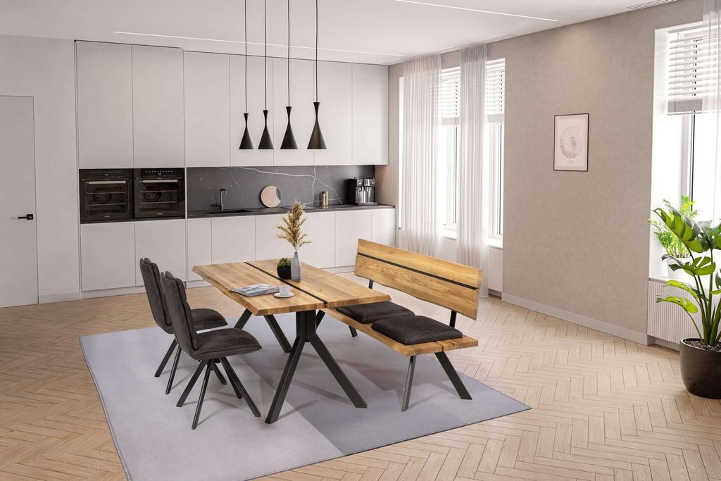 Esstisch Vig 220x100 Baumkante Wildeiche Massiv Geölt