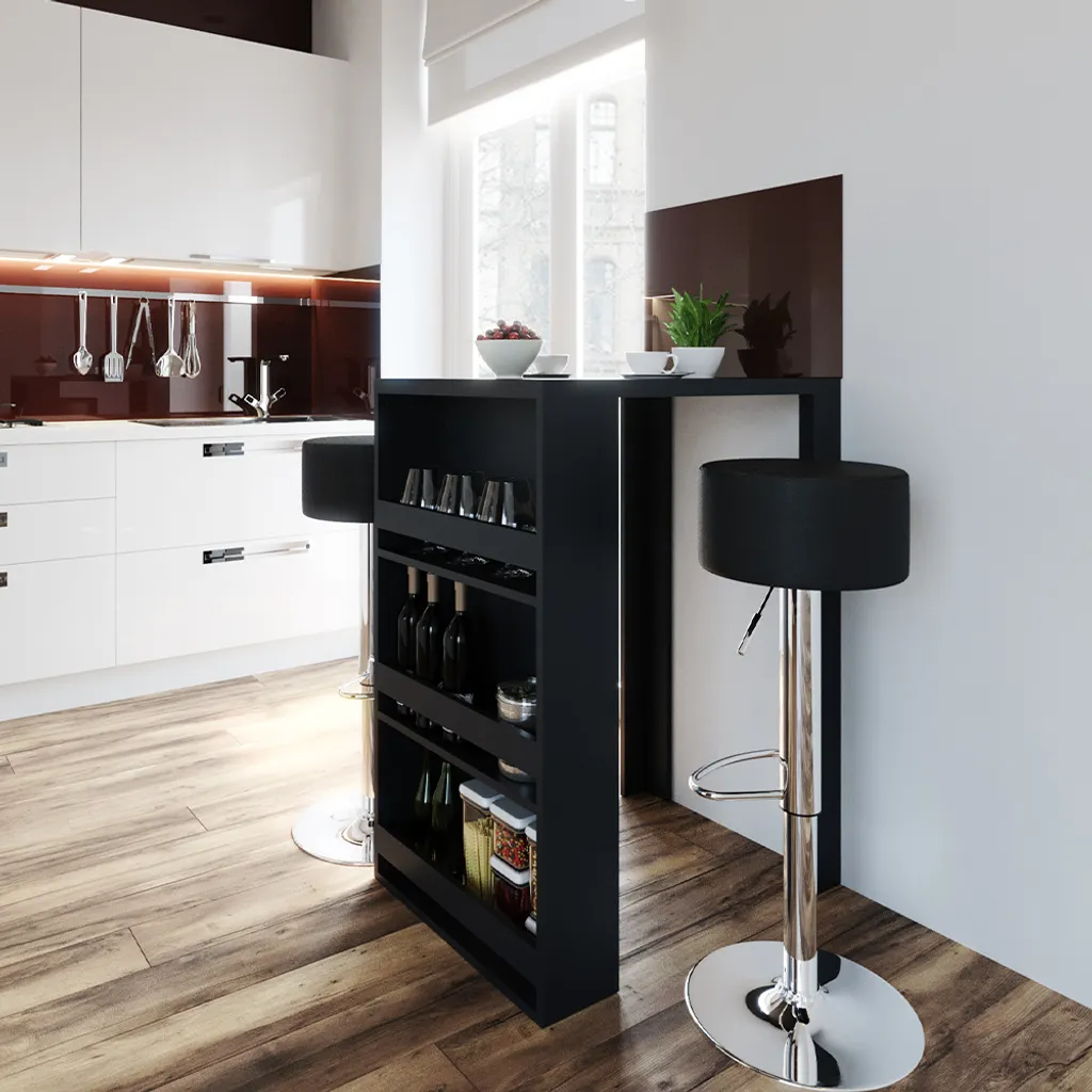 Tavolo Alto da Bar Vicco Antracite 57x80cm | Arredo Moderno con Ripiani