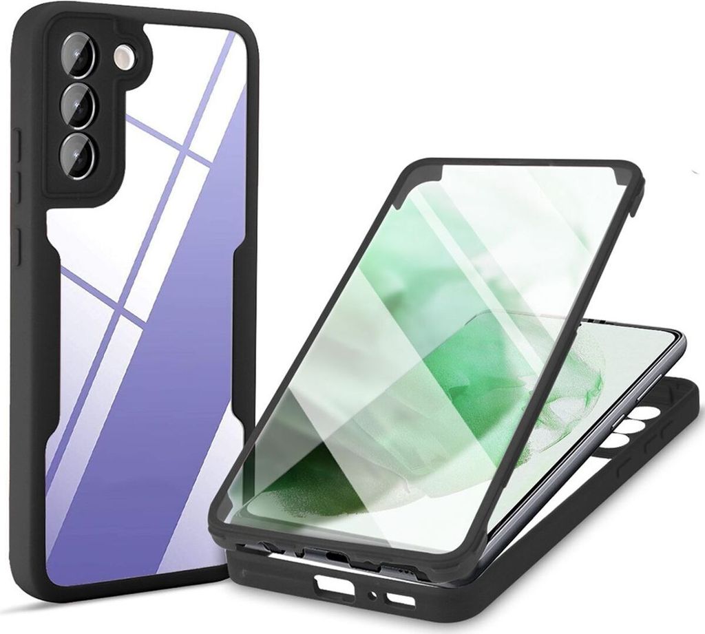 König Design Hülle kompatibel mit Samsung Galaxy S22 Plus 5G Kunststoff Full Cover Handyhülle - Case Schwarz