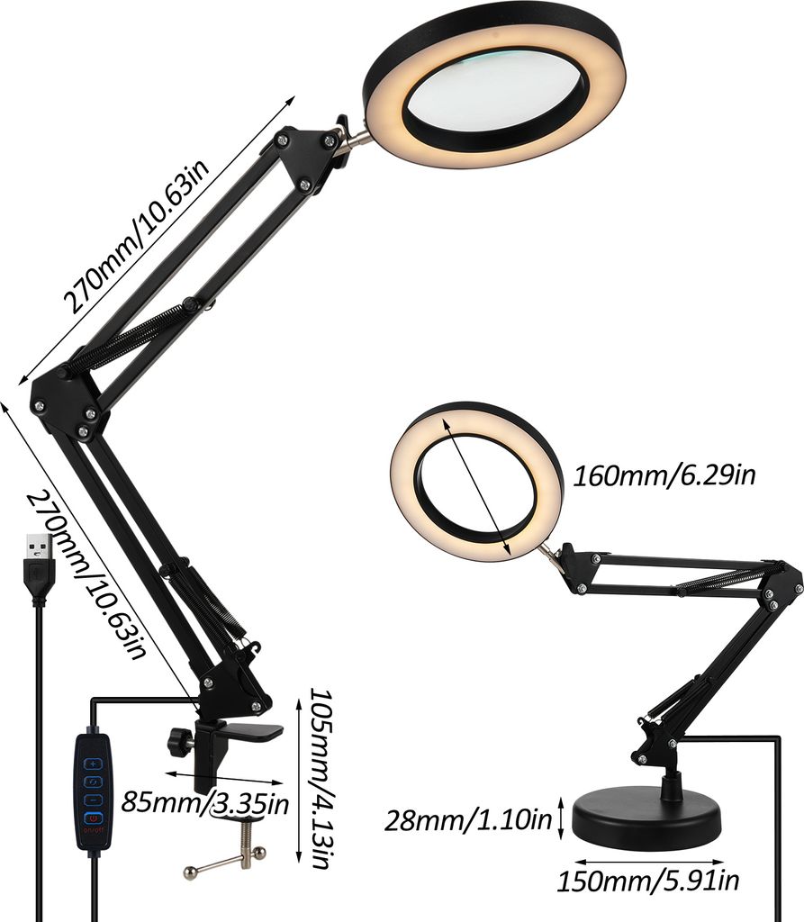 lupa 2 v 1 se světlem a stojanem, 10x LED lupa se svorkou a Obrázek produktu 8