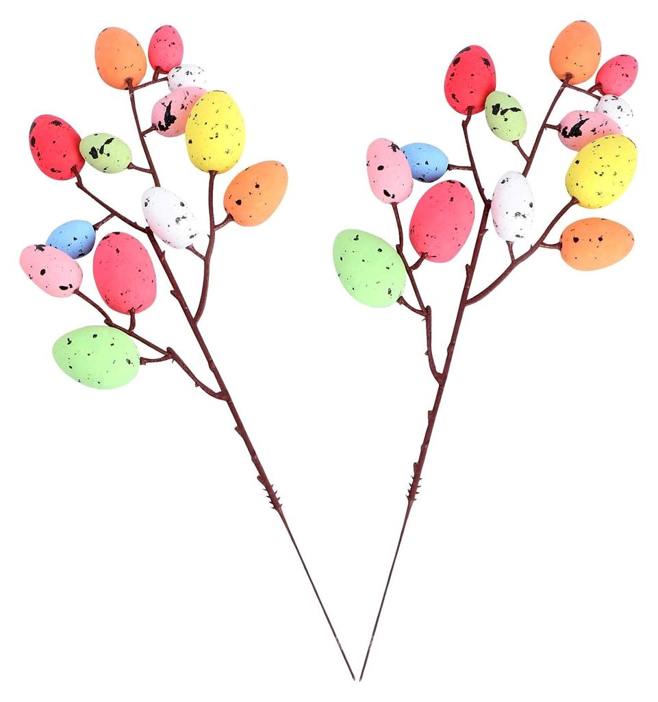 2 Stück Bunte Ostereier Picker aus Schaumstoff für Osterdekoration mit Gesprenkeltem Design für Vasen und Gartendekoration in Zufälliger Farbe
