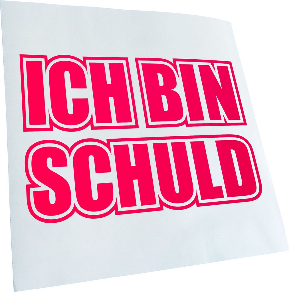 Kiwistar - Autoaufkleber - neonpink - 60 x 41 cm - ICH Bin Schuld - Heckscheibenaufkleber - Aufkleber für Auto Kfz Fahrrad, LKW, Truck Mofa