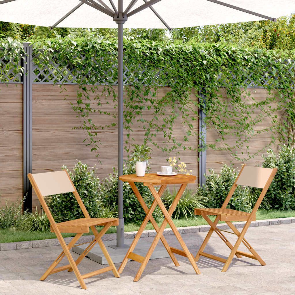 Maison Exclusive - 3-tlg. Bistro-Set Beige Stoff und Massivholz