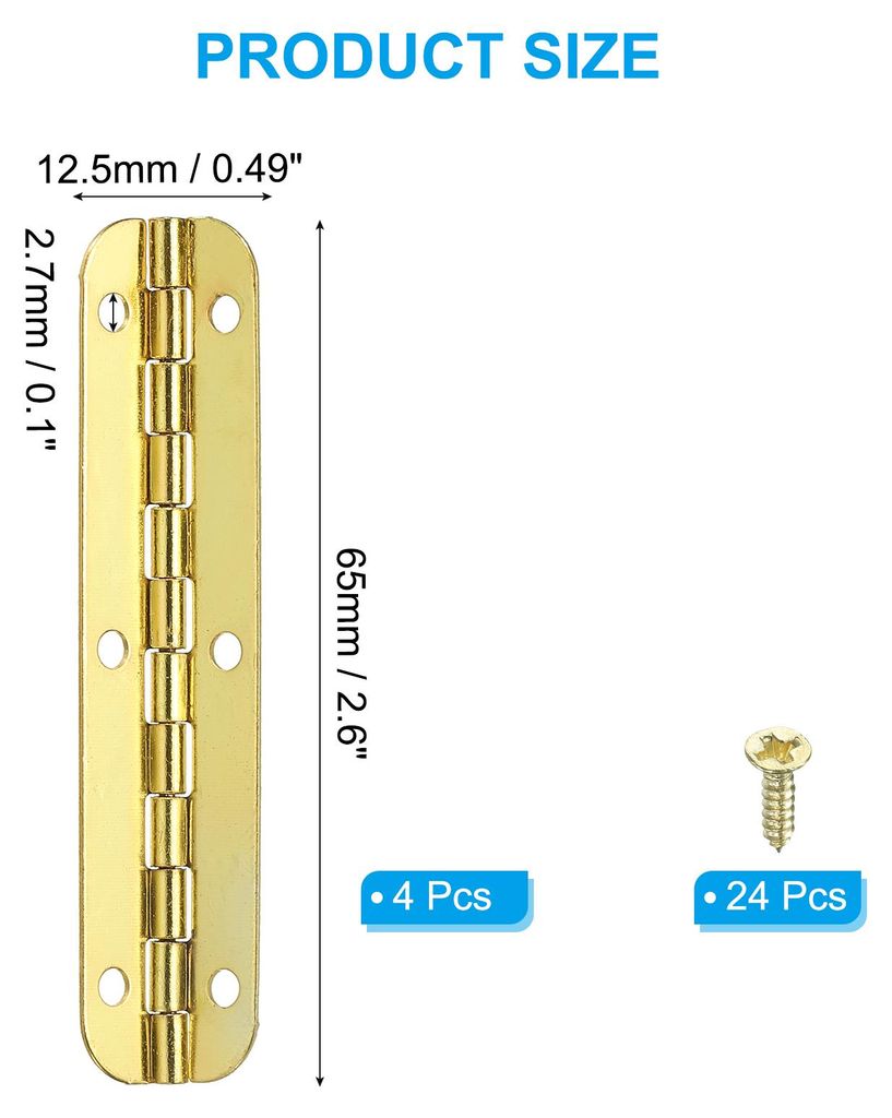 4 Stš¹ck Mini Scharniere Klappbar 90 Grad, 65x15mm Metall Scharnier Steckverbinder mit Schrauben, Kleine Klappscharniere Gold Tš¹rscharniere f...
