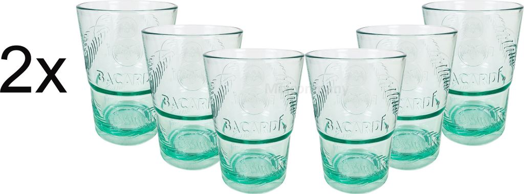 Bacardi Rum KUNSTSTOFF Glas - Gläser Set - 12x Kunststoff Gläser Mojito Longdrinkglas Cuba Libre Cocktail Bar