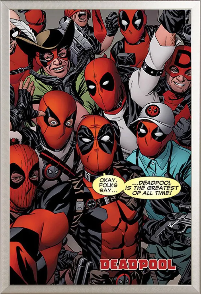 Deadpool - Poster - Selfie + cornice rimovibile, Shinsuke® Maxi alluminio argento, vetro acrilico