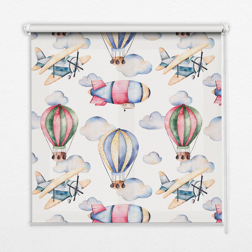 Seitenzug-Rollo Fensterrollo Jalousie - Thermo-Rollo Verdunkelungsrollo - 110x240 cm - Luftschiffe und Ballons