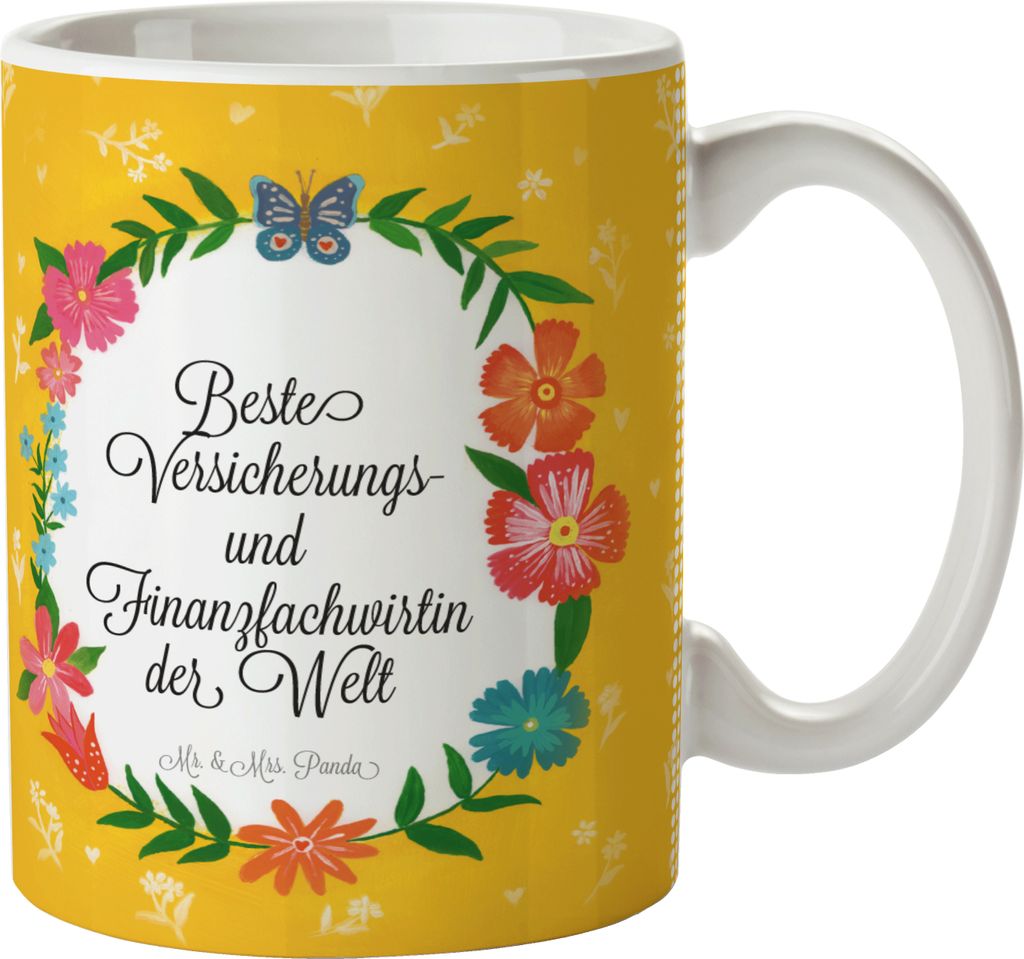 Mr. & Mrs. Panda Tasse Versicherungs- und Finanzfachwirtin - Geschenk, Teebecher, Berufsausbildung, Kaffeebecher, Becher, Abschied, Berufsschule, P...