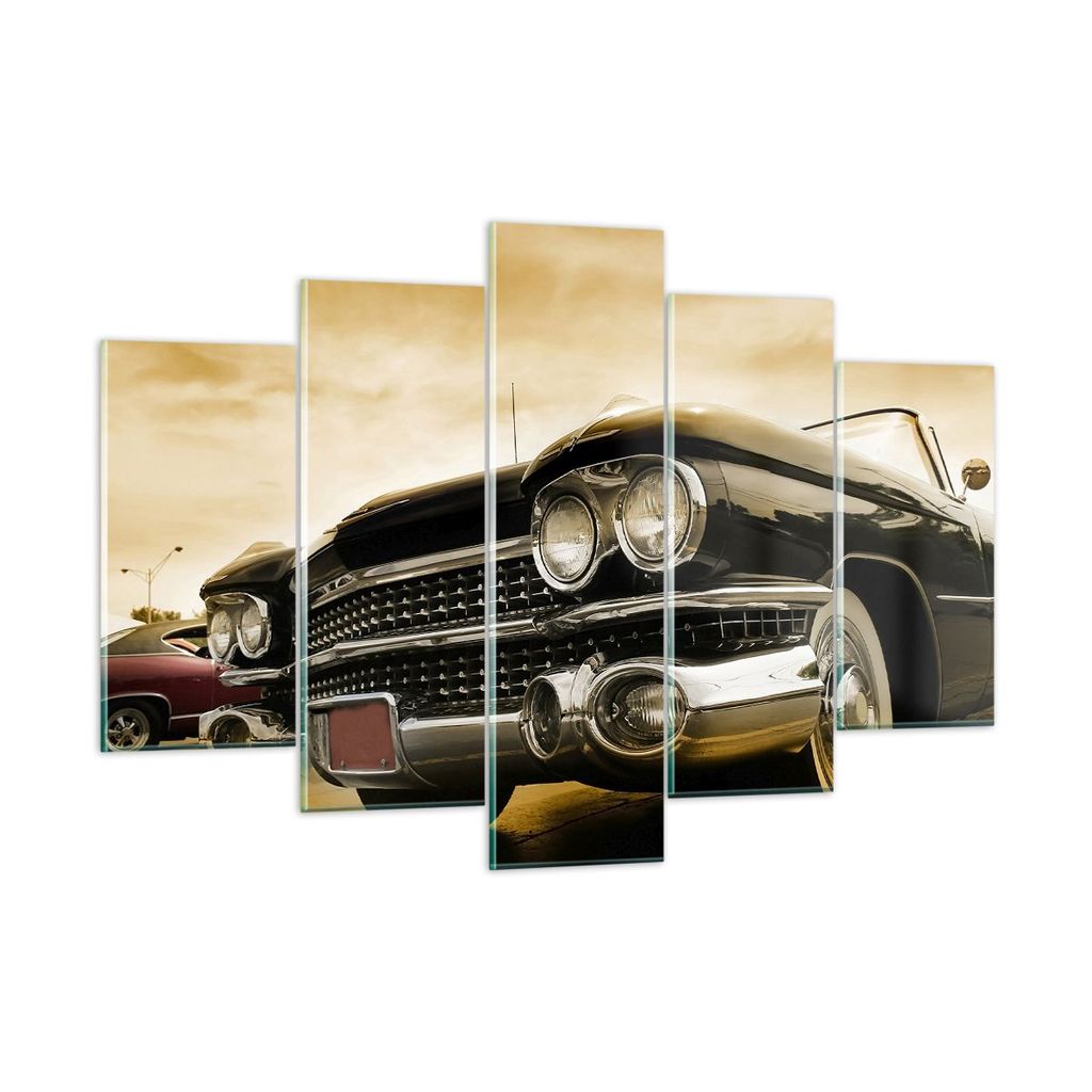 Bilder auf glas - Auto Chrom Rad - 150x100cm - Glasbilder - Wandbilder - Kunstdruck - zum Aufhängen bereit - Wanddekoration aus Glas - Glas Bilder...