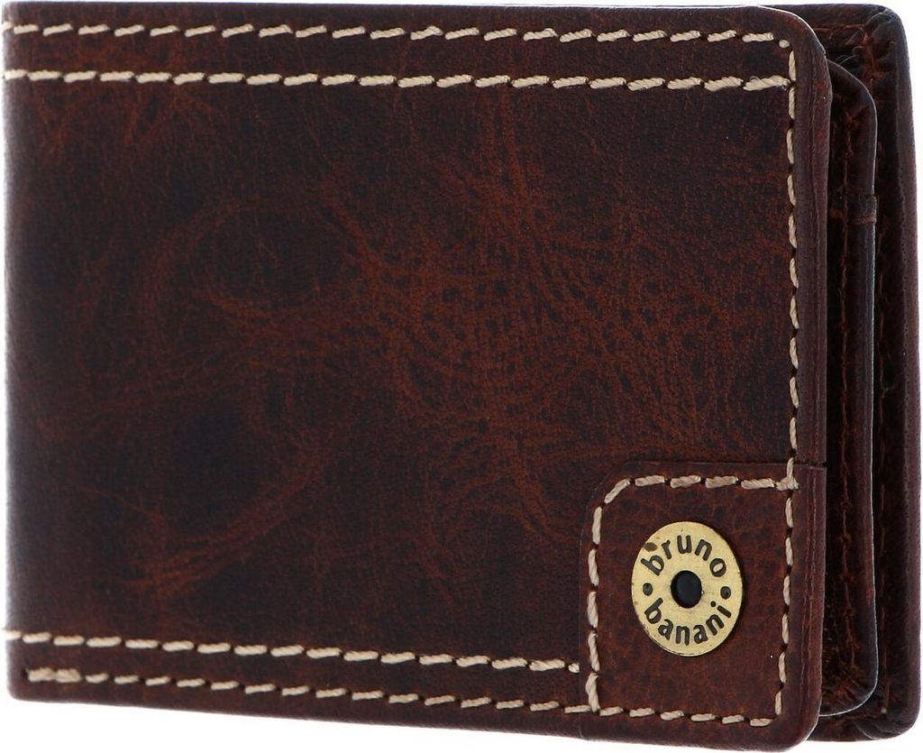 bruno banani Leder Geldbörse Mini Wallet Cognac braun