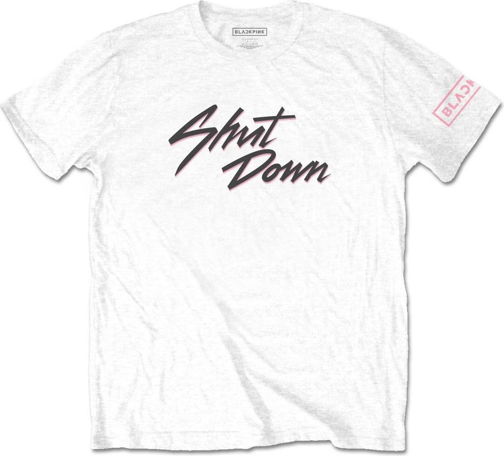 BlackPink - "Shut Down" T-Shirt für Herren/Damen Uni RO4212 (L) (Weiß)