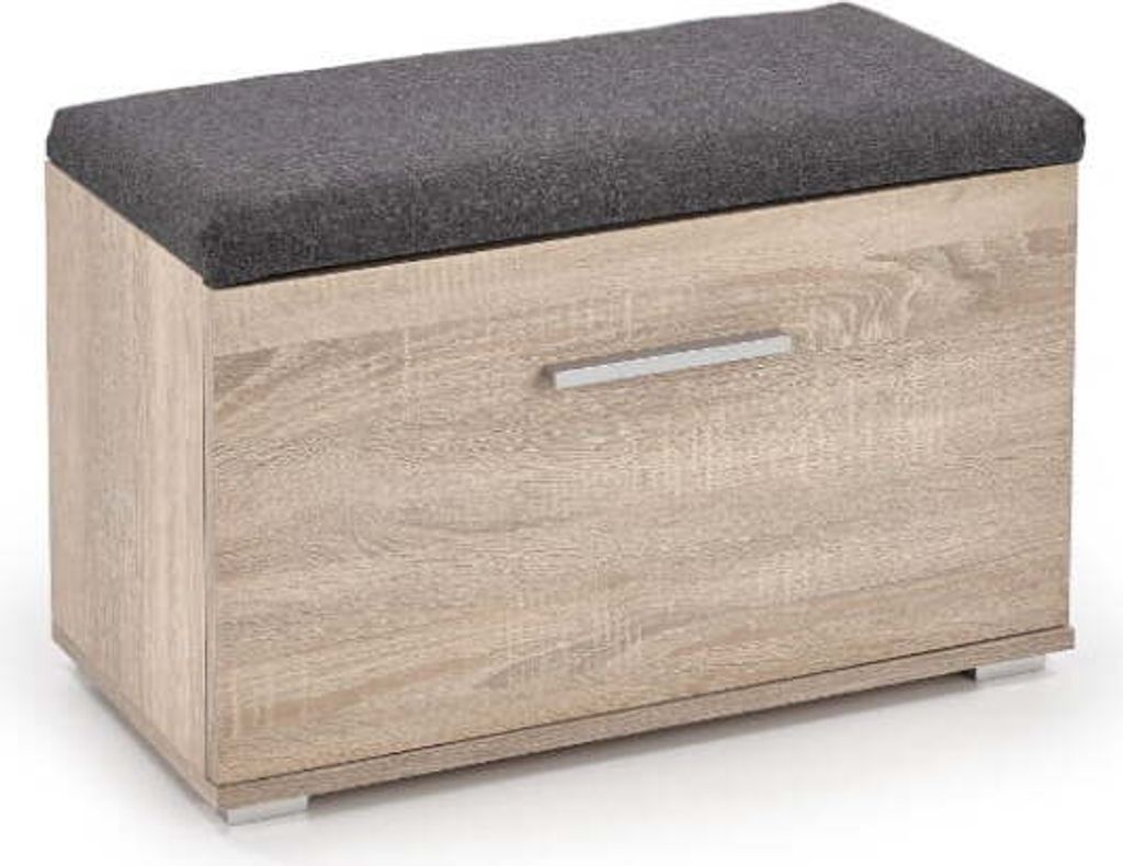 OXM Kleiner Schuhschrank mit gepolsterter Sitzfläche für den Hausflur Lima Sonoma-Eiche 70 x 45 x 32 cm