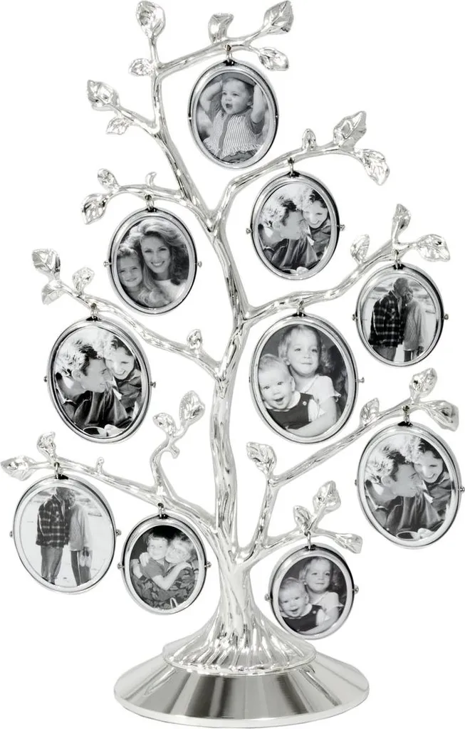 Regroupez vos photos de famille sur cet arbre généalogique argenté chic