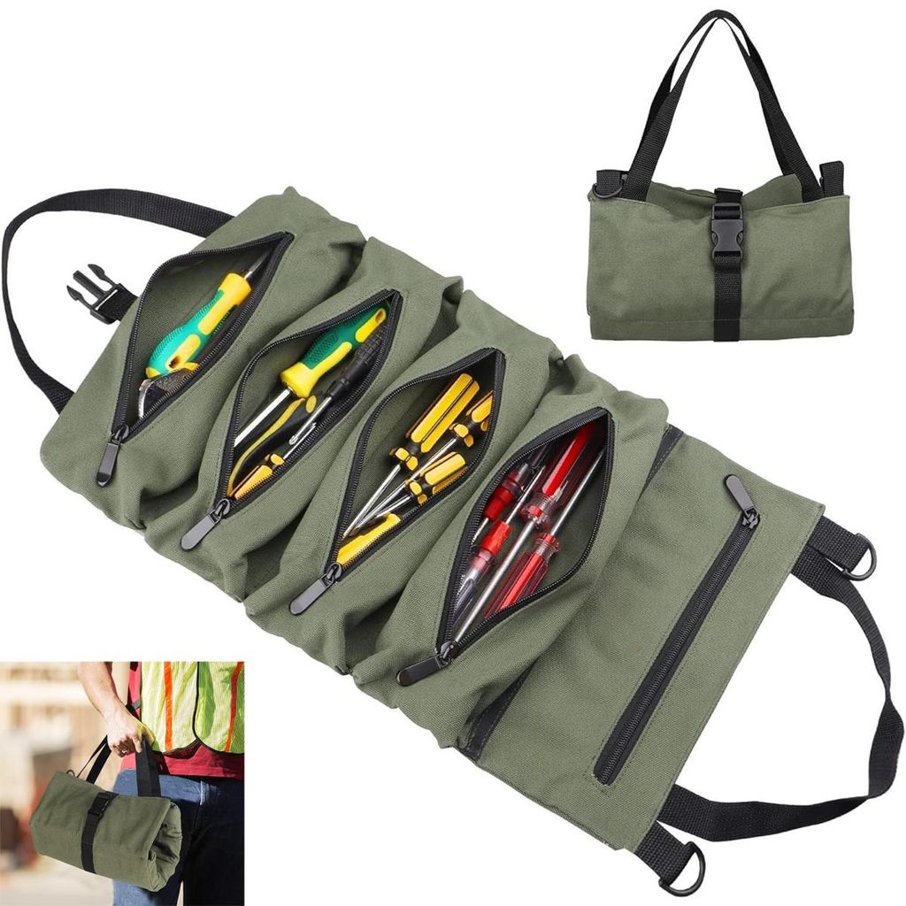 Werkzeugtaschen, Mehrzweck-Werkzeugrolle zum Aufrollen,für Auto-Erste-Hilfe-Sets, Hängende Werkzeugtasche mit Reißverschluss, Campingausrüstung