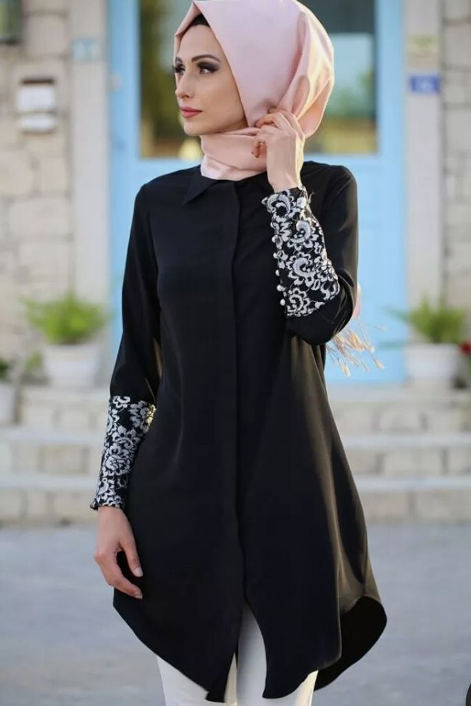 Tunika Kleid Langer Oberteil Schwar 36 Tunik GK-281