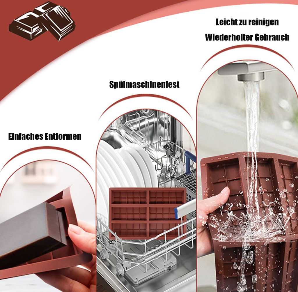 4 Stück,Schokoladenform Silikon Schokoladentafel Form Produktbild 5