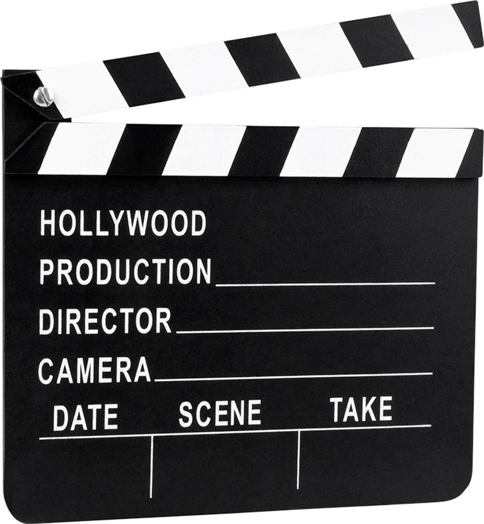Boland Filmklappe aus Kunststoff, Schwarz, Hollywood-Design, beschriftbar, 18 x 20 cm
