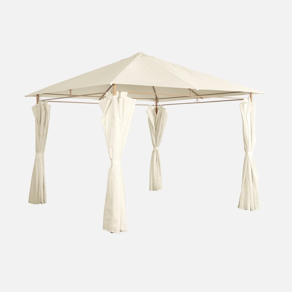 sweeek - Pavillon 3 x 3 m - Laube mit Vorhängen - Ecru
