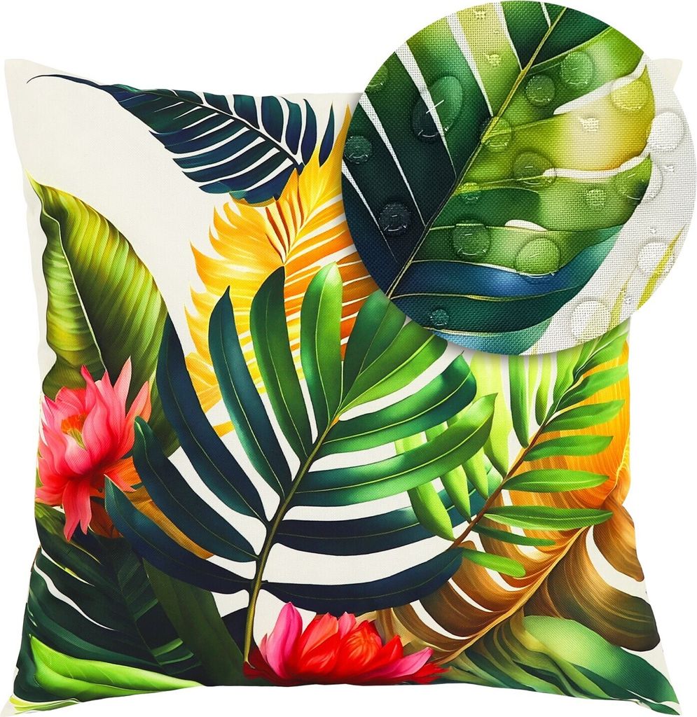 Domarex Gartenkissen Wasserdicht Botanic 45x45 cm – Terrassenkissen – Balkonkissen – Oxford-Gewebe UV-beständig – Füllung aus Silikonkuge...