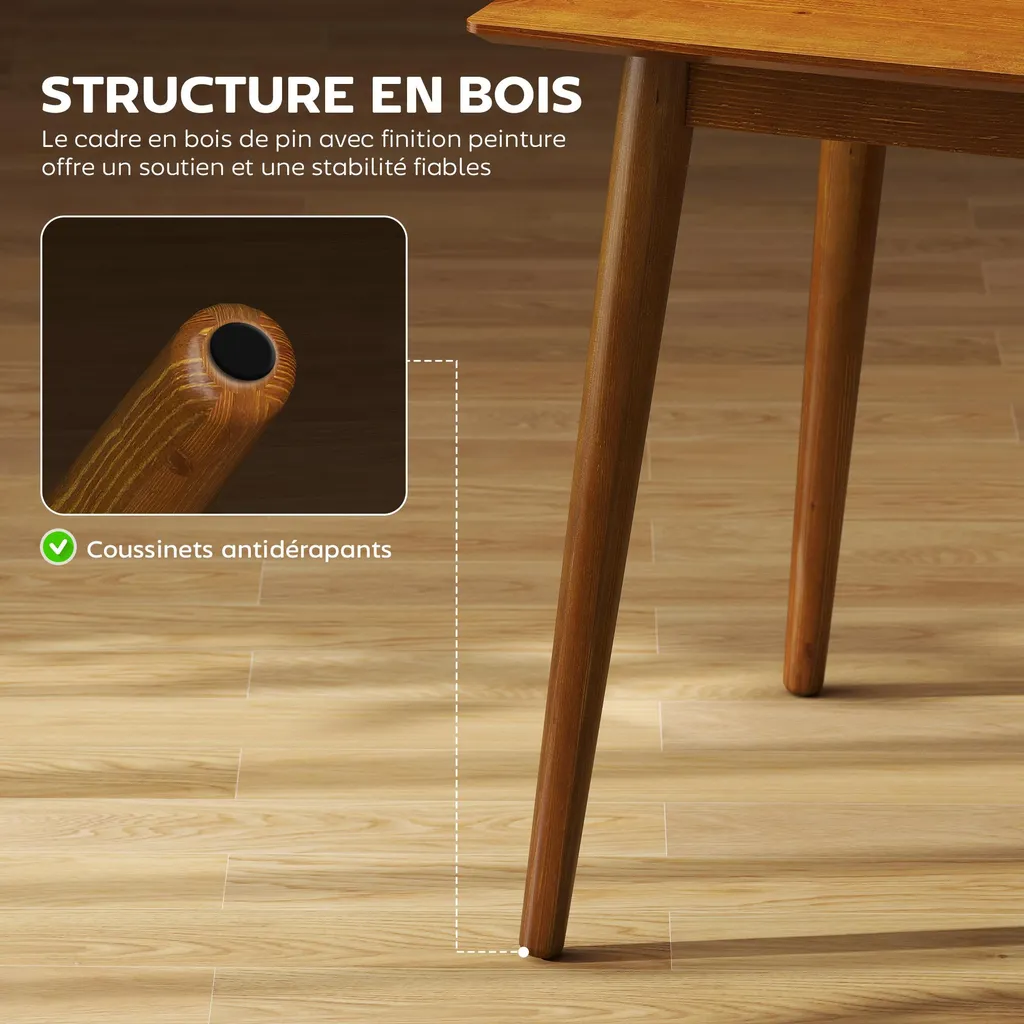 Table à manger familiale 120x75 cm idéale pour petits espaces 6 pers
