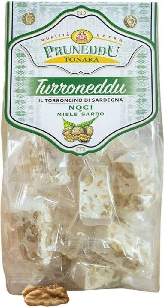 Torroncini mit Walnüssen und Honig aus Sardinien, hart, 200g, weißer Nougat, Torrone, Pruneddu Torronificio Artigianale